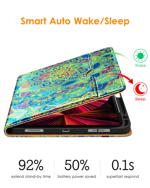 DTTO Case for iPad Pro 11 Inch 4th/3rd/2nd/1st Generation 2022/2021/2020/2018,Premium PU Leather Folio Stand Cover with Hand Strap,Fit iPad Air 4/5 - Auto Wake/Sleep,Multiple Viewing Angles, Brown