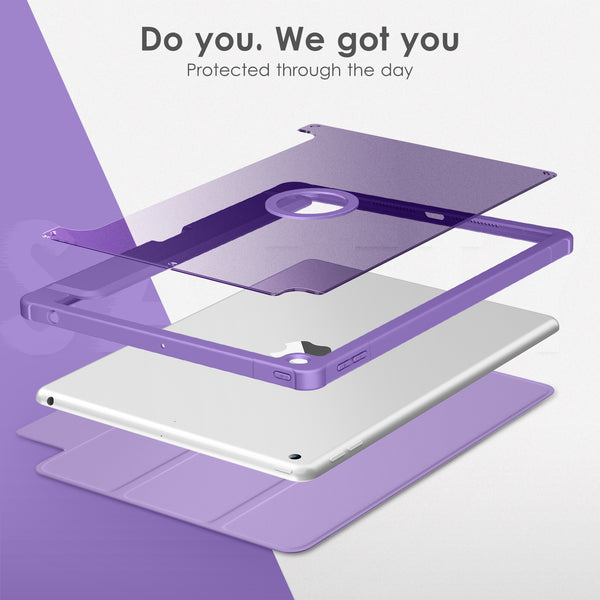 VIKESI Smooth Matte Case for iPad 9th / 8th / 7th Generation 10.2 inch (2021/2020/2019 Released), TPU Shockproof Frame, Built-in Pencil Holder,Support Auto Sleep/Wake - Light Blue