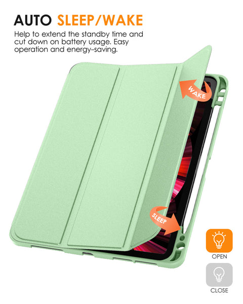 DTTO Case for iPad Pro 11 inch 4th/3rd/2nd/1st Generation 2022/2021/2020/2018, Slim Trifold Stand Soft TPU Back Cover with Built-in Pencil Holder,Also Fit iPad Air 5/4, [Auto Sleep/Wake],Navy Blue