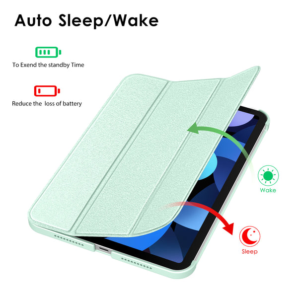 DTTO iPad Air Case 5th / 4th Generation 10.9 Inch, Hard Back, Sparkled and Sheen Front Cover for iPad Air 10.9" 5th / 4th Gen 2022 2020, Support 2nd Gen Pencil, Auto Sleep/Wake - Snow Blue