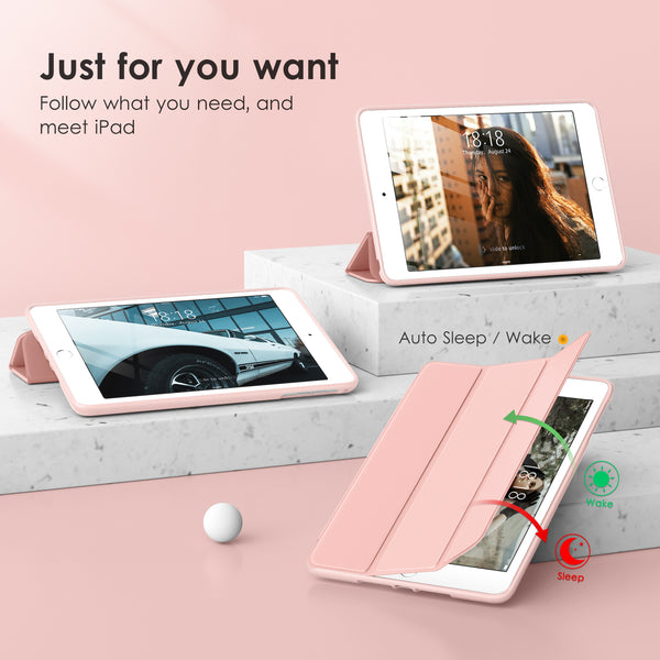 DTTOCASE Slim Clear Case for iPad Mini 4 5 3 2 1 (7.9 inch),TPU Shockproof Frame Cover[Support Auto Sleep/Wake] for iPad Mini 1st 2nd 3rd 4th 5th Generation - Rose Gold