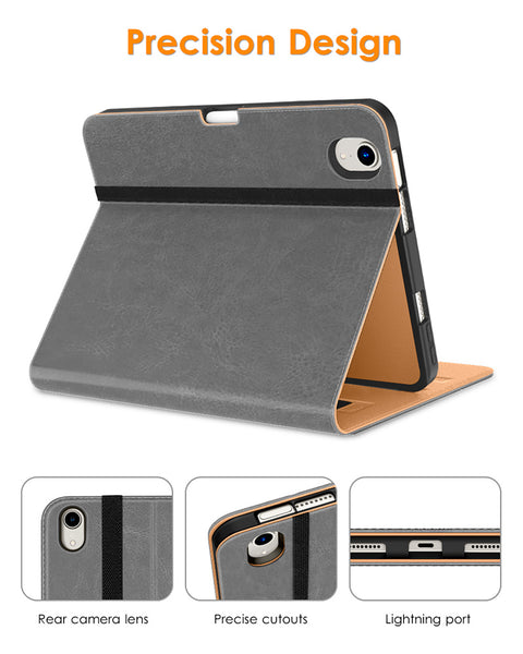 DTTO New iPad Mini 6th Generation Case 8.3 Inch 2021, Premium Leather Business Folio Stand Cover with Built-in Apple Pencil Holder-Auto Wake/Sleep and Multiple Viewing Angles-Black