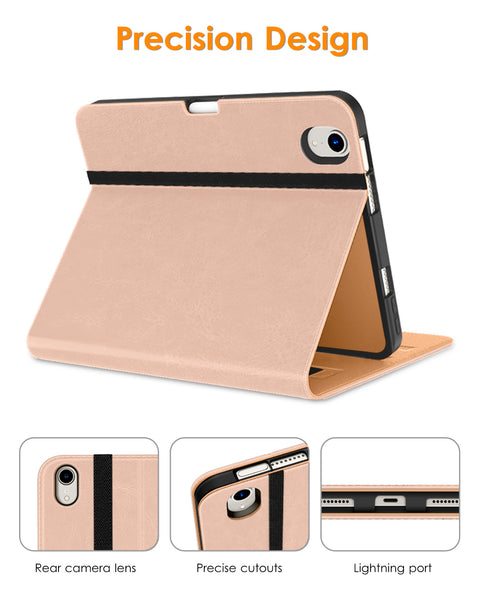 DTTO New iPad Mini 6th Generation Case 8.3 Inch 2021, Premium Leather Business Folio Stand Cover with Built-in Apple Pencil Holder-Auto Wake/Sleep and Multiple Viewing Angles-Black