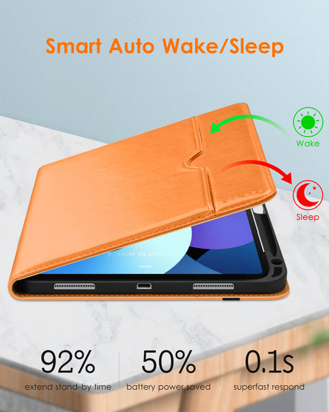 DTTO iPad Air 5th Generation Case (2022) / iPad Air 4th Generation Case (2020) 10.9 Inch, Premium Leather Business Folio Stand Cover with Pencil Holder [2nd Pencil Charging] for iPad Air 5/4, Brown