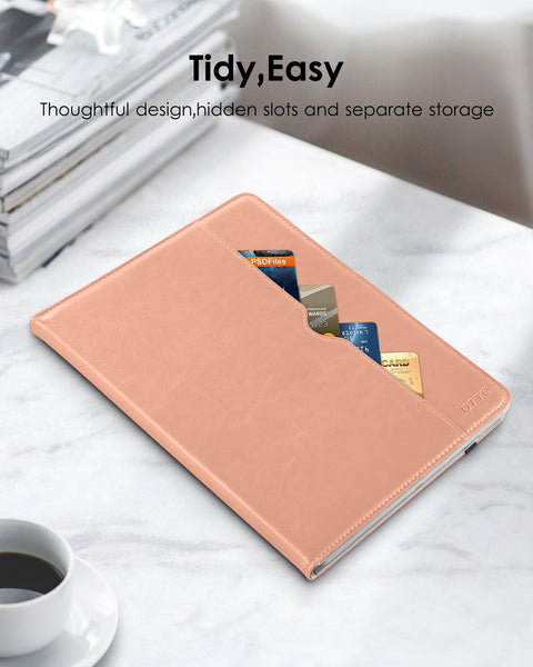 DTTO iPad Mini 1 2 3 Case, Premium Leather Folio Stand Cover Case with Multi-Angle Viewing and Auto Wake-Sleep Function, Front Pocket for Apple iPad Mini 1/Mini 2/Mini 3 - Brown