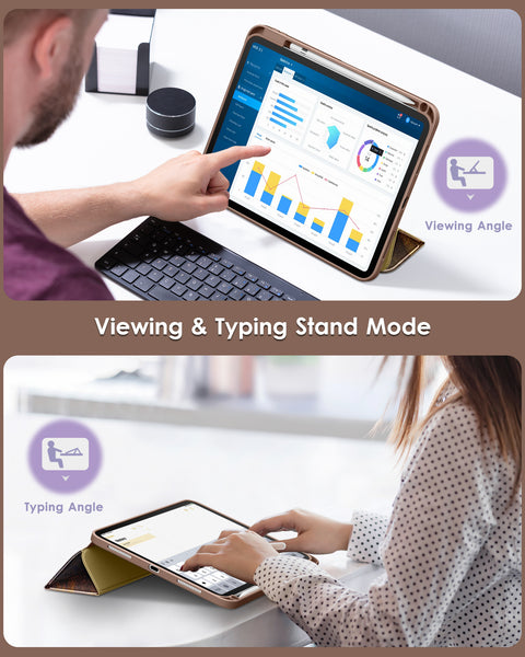 DTTO iPad 10th Generation Case 10.9 Inch 2022, Slim Tri-fold Stand Soft TPU Back with Pencil Holder for iPad 10 Case - Support Touch ID, Auto Sleep/Wake, and Honeycomb Grid Cushion, Black