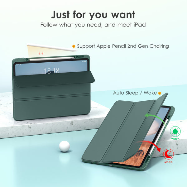 DTTOCASE iPad Pro 12.9 Case 6th / 5th / 4th / 3rd Generation 2022/2021 / 2020/2018,12.9 inch Clear Back Cover[Built-in Pencil Holder,Auto Sleep/Wake,Camera Protection] for iPad Pro-Blue Purple