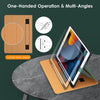 DTTO Rotating Case for iPad 9th/8th/7th Generation 10.2 Inch 2021/2020/2019, 360 Degree Rotating Premium Leather Folio Stand Protective Cover with Pencil Holder - Auto Wake/Sleep and Hand Strap, Brown