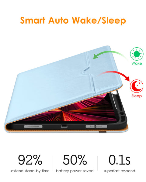 DTTO Case for iPad Pro 11 Inch 4th/3rd/2nd/1st Generation 2022/2021/2020/2018,Premium PU Leather Folio Stand Cover with Hand Strap,Fit iPad Air 4/5 - Auto Wake/Sleep,Multiple Viewing Angles, Brown