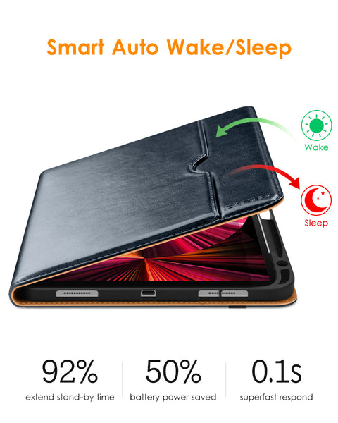 DTTO Case for iPad Pro 11 Inch 4th/3rd/2nd/1st Generation 2022/2021/2020/2018,Premium PU Leather Folio Stand Cover with Hand Strap,Fit iPad Air 4/5 - Auto Wake/Sleep,Multiple Viewing Angles, Brown