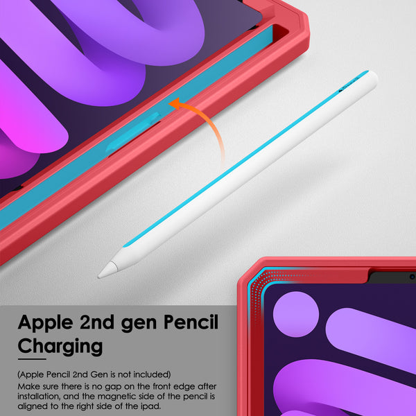 DTTO Shockproof Case for iPad Mini 6 2021, Dual Layer Full Body Tough Rugged Stand Cover Case, Built-in Screen Protector and Pencil Holder for iPad Mini 6 8.3 inch 2021 Release, Deep Black