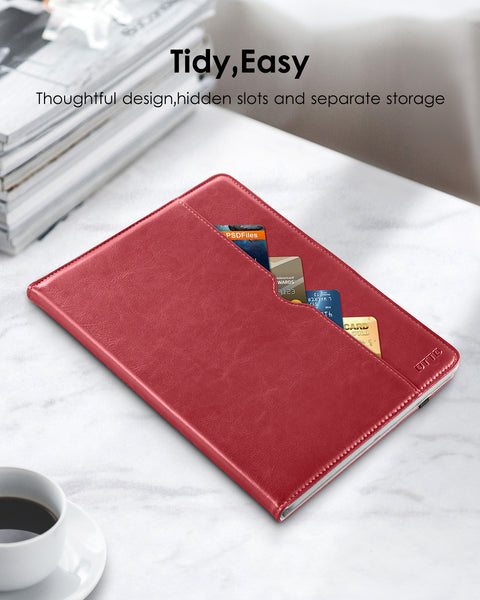 DTTO iPad Mini 4 Case, Premium Leather Folio Stand Cover Case with Multi-Angle Viewing and Auto Wake-Sleep Function, Front Pocket for Apple iPad Mini 4 - Brown