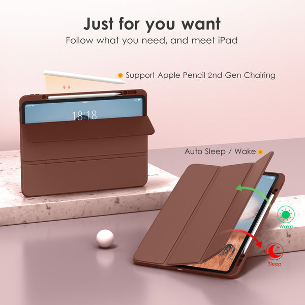 DTTOCASE iPad Pro 12.9 Case 6th / 5th / 4th / 3rd Generation 2022/2021 / 2020/2018,12.9 inch Clear Back Cover[Built-in Pencil Holder,Auto Sleep/Wake,Camera Protection] for iPad Pro-Blue Purple