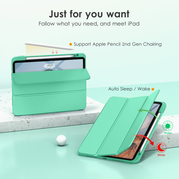 DTTOCASE for iPad Air Case 5th / 4th Generation 10.9 Inch (2022/2020),iPad Pro 11 Inch Case with Transparent Shockproof Back Cover[Built-in Pencil Holder,Auto Sleep/Wake,Camera Protection]-Blue Purple