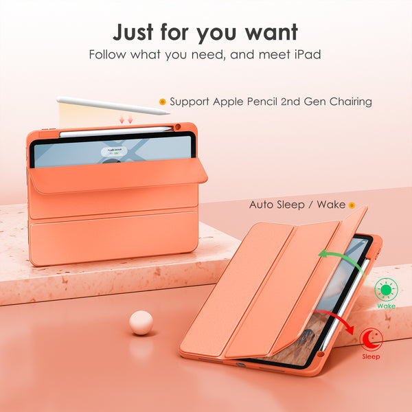 DTTOCASE for iPad Air Case 5th / 4th Generation 10.9 Inch (2022/2020),iPad Pro 11 Inch Case with Transparent Shockproof Back Cover[Built-in Pencil Holder,Auto Sleep/Wake,Camera Protection]-Blue Purple