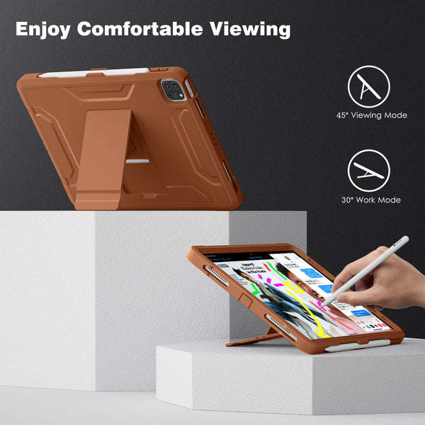 DTTO Case for iPad Air 5th / 4th Generation Case 10.9 Inch 2022/2020 with Pencil Holder, [Screen Protector] Shockproof Full Body Protective Cover, Also Fit iPad Pro 11 2021/2020/2018 - Black