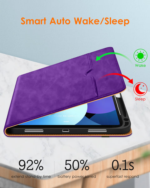 DTTO iPad Air 5th Generation Case (2022) / iPad Air 4th Generation Case (2020) 10.9 Inch, Premium Leather Business Folio Stand Cover with Pencil Holder [2nd Pencil Charging] for iPad Air 5/4, Brown