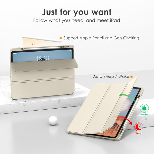 DTTOCASE iPad Pro 12.9 Case 6th / 5th / 4th / 3rd Generation 2022/2021 / 2020/2018,12.9 inch Clear Back Cover[Built-in Pencil Holder,Auto Sleep/Wake,Camera Protection] for iPad Pro-Blue Purple