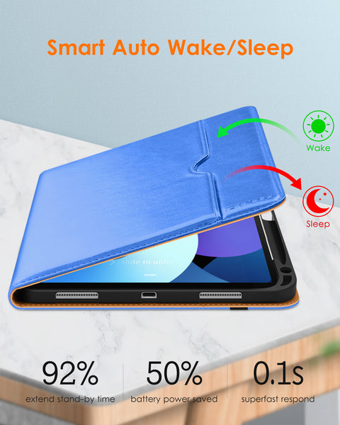 DTTO iPad Air 5th Generation Case (2022) / iPad Air 4th Generation Case (2020) 10.9 Inch, Premium Leather Business Folio Stand Cover with Pencil Holder [2nd Pencil Charging] for iPad Air 5/4, Brown