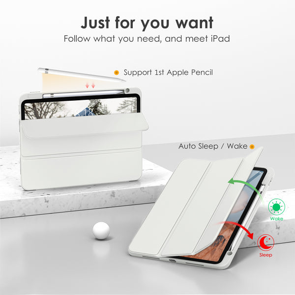 DTTOCASE iPad 10th Generation Case 2022, iPad 10.9 Inch Case with Clear Transparent Back and TPU Shockproof Frame Cover [Built-in Pencil Holder, Support Auto Sleep/Wake] -Black