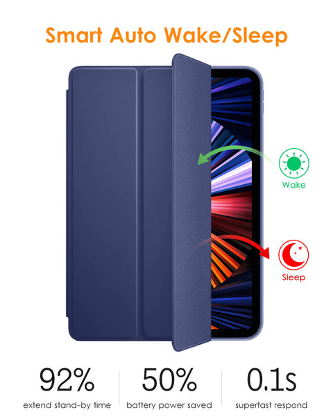 DTTO iPad Pro 12.9 case 2021 [Full Body Protection+Apple 2nd Pencil Charging+ Auto Sleep/Wake] Soft TPU Smart Back Cover Case, Ice Blue