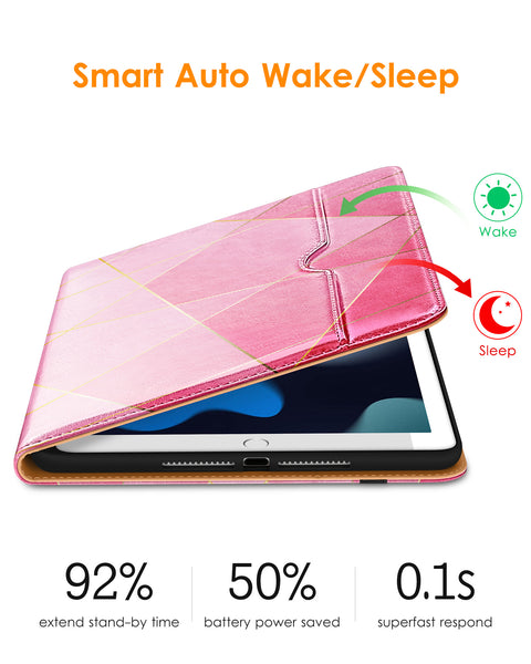 DTTO iPad 9th/8th/7th Generation 10.2 Inch Case 2021/2020/2019, Premium Leather Business Folio Stand Cover with Built-in Apple Pencil Holder - Auto Wake/Sleep and Multiple Viewing Angles, Blue