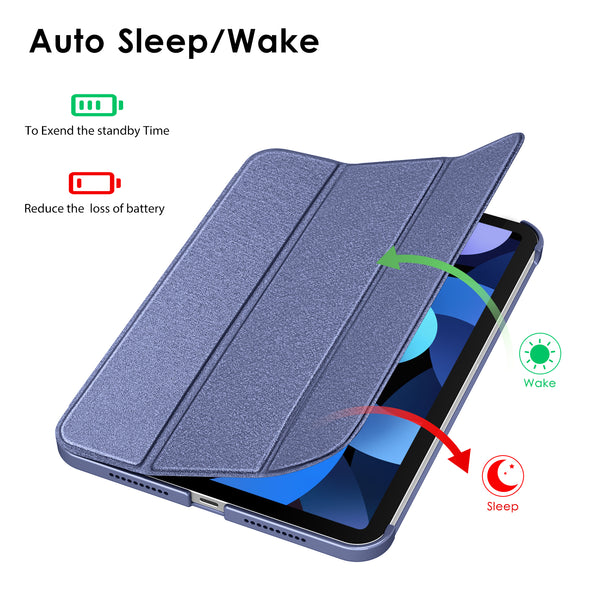 DTTO iPad Air Case 5th / 4th Generation 10.9 Inch, Hard Back, Sparkled and Sheen Front Cover for iPad Air 10.9" 5th / 4th Gen 2022 2020, Support 2nd Gen Pencil, Auto Sleep/Wake - Snow Blue