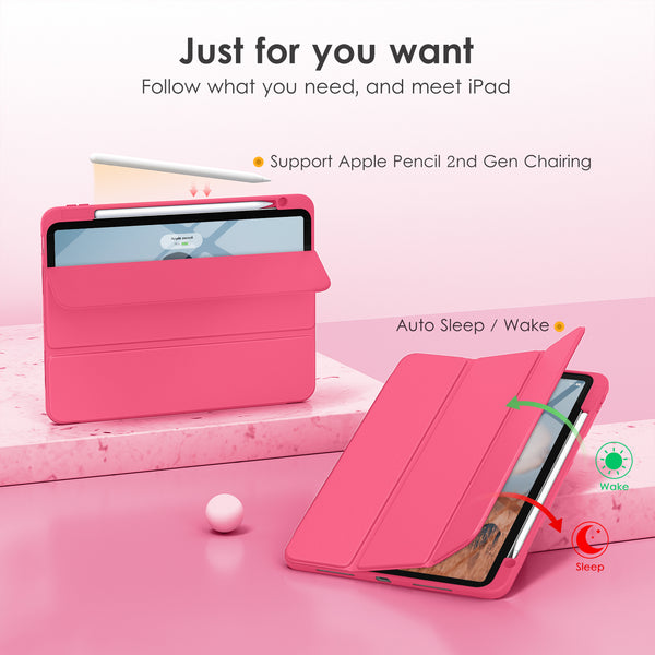 DTTOCASE for iPad Air Case 5th / 4th Generation 10.9 Inch (2022/2020),iPad Pro 11 Inch Case with Transparent Shockproof Back Cover[Built-in Pencil Holder,Auto Sleep/Wake,Camera Protection]-Blue Purple