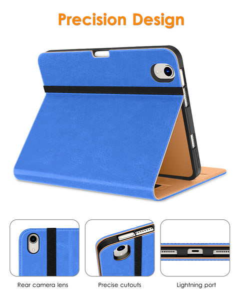 DTTO New iPad Mini 6th Generation Case 8.3 Inch 2021, Premium Leather Business Folio Stand Cover with Built-in Apple Pencil Holder-Auto Wake/Sleep and Multiple Viewing Angles-Black