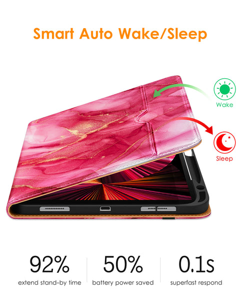 DTTO Case for iPad Pro 11 Inch 4th/3rd/2nd/1st Generation 2022/2021/2020/2018,Premium PU Leather Folio Stand Cover with Hand Strap,Fit iPad Air 4/5 - Auto Wake/Sleep,Multiple Viewing Angles, Brown