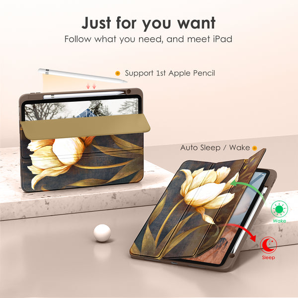 DTTOCASE iPad 10th Generation Case 2022, iPad 10.9 Inch Case with Clear Transparent Back and TPU Shockproof Frame Cover [Built-in Pencil Holder, Support Auto Sleep/Wake] -Black