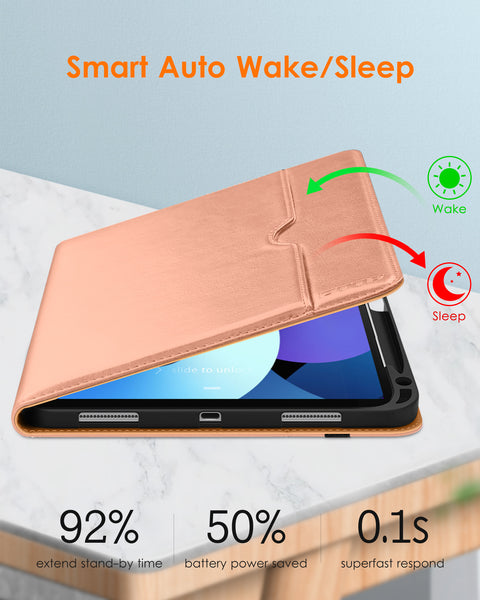 DTTO iPad Air 5th Generation Case (2022) / iPad Air 4th Generation Case (2020) 10.9 Inch, Premium Leather Business Folio Stand Cover with Pencil Holder [2nd Pencil Charging] for iPad Air 5/4, Brown