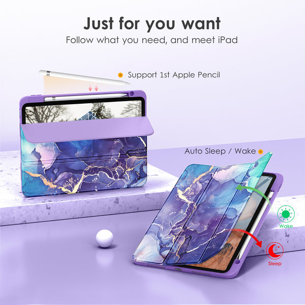 DTTOCASE iPad 10th Generation Case 2022, iPad 10.9 Inch Case with Clear Transparent Back and TPU Shockproof Frame Cover [Built-in Pencil Holder, Support Auto Sleep/Wake] -Black