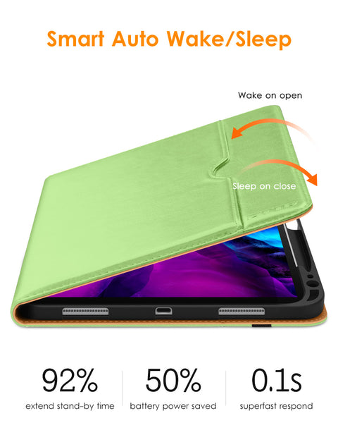 DTTO iPad Pro 12.9 6th / 5th / 4th / 3rd Generation Case 2022/2021/2020/2018, Premium Leather Folio Stand Cover with Built-in Apple Pencil Holder -Auto Wake/Sleep and Multi Viewing Angles,Brown