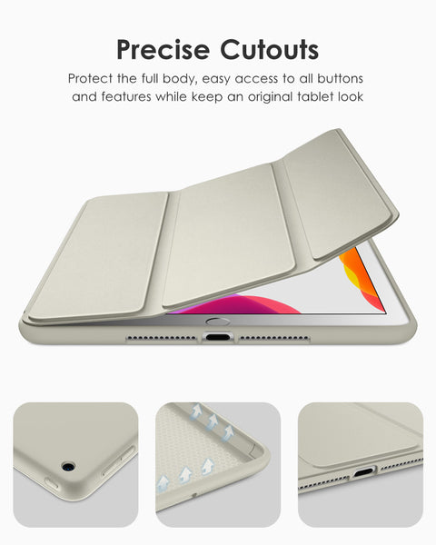 DTTO iPad 9th/ 8th/ 7th Generation 10.2 Case, Lightweight Soft TPU Back for iPad 10.2 Inch (2021/2020/2019) [Auto Wake/Sleep + Trifold Stand] - Rose Gold