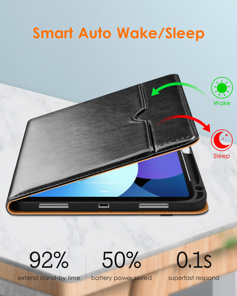 DTTO iPad Air 5th Generation Case (2022) / iPad Air 4th Generation Case (2020) 10.9 Inch, Premium Leather Business Folio Stand Cover with Pencil Holder [2nd Pencil Charging] for iPad Air 5/4, Brown