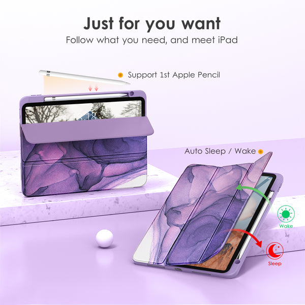 DTTOCASE iPad 10th Generation Case 2022, iPad 10.9 Inch Case with Clear Transparent Back and TPU Shockproof Frame Cover [Built-in Pencil Holder, Support Auto Sleep/Wake] -Black