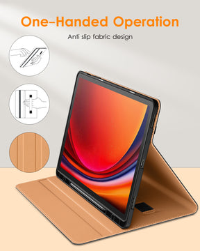 DTTO for Galaxy Tab S9 Plus Case 12.4 Inch Tablet (SM-X810/X816B/X818U), Premium Leather Business Folio Cover with S Pen Holder & Hand Strap for Samsung Galaxy Tab S9+ / S9 Plus 2023, Brown