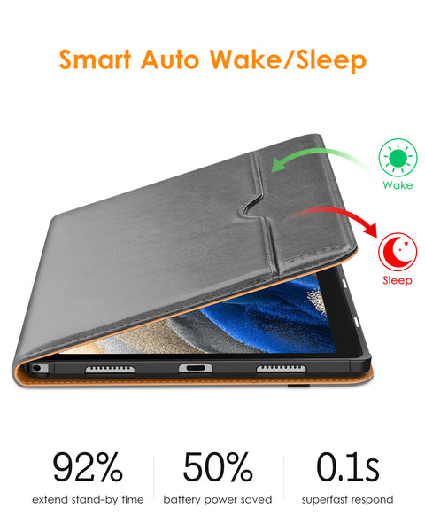 DTTO for Samsung Galaxy Tab A8 10.5 inch Case 2022, Premium Leather Business Folio Stand Cover with Built-in Hand Strap for Samsung Galaxy Tab A8 10.5’’ 2022 Model [SM-X200/X205/X207], Black