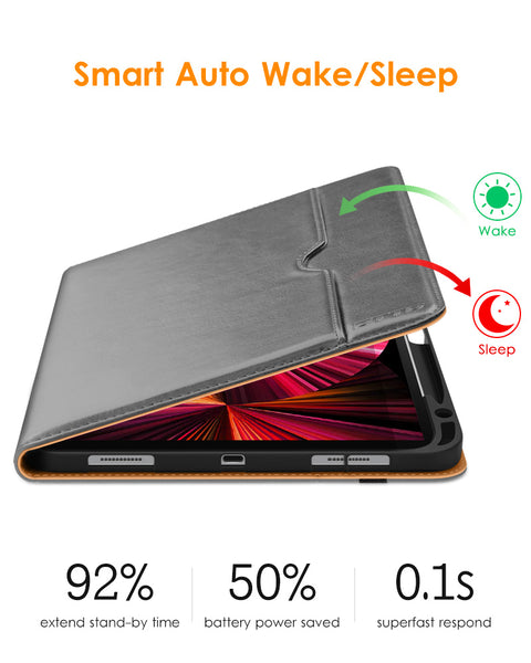 DTTO Case for iPad Pro 11 Inch 4th/3rd/2nd/1st Generation 2022/2021/2020/2018,Premium PU Leather Folio Stand Cover with Hand Strap,Fit iPad Air 4/5 - Auto Wake/Sleep,Multiple Viewing Angles, Brown