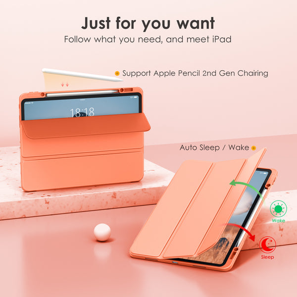 DTTOCASE iPad Pro 12.9 Case 6th / 5th / 4th / 3rd Generation 2022/2021 / 2020/2018,12.9 inch Clear Back Cover[Built-in Pencil Holder,Auto Sleep/Wake,Camera Protection] for iPad Pro-Blue Purple