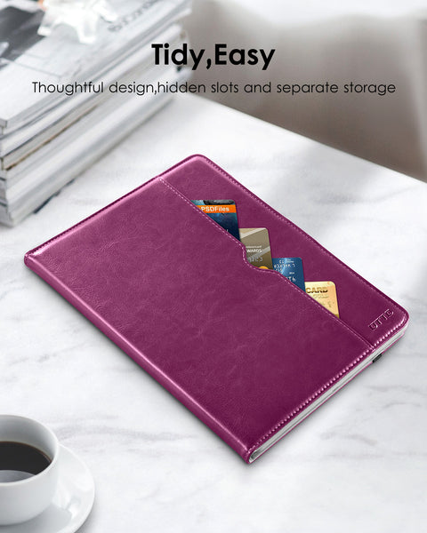 DTTO iPad Mini 4 Case, Premium Leather Folio Stand Cover Case with Multi-Angle Viewing and Auto Wake-Sleep Function, Front Pocket for Apple iPad Mini 4 - Brown