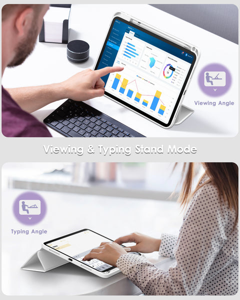 DTTO iPad 10th Generation Case 10.9 Inch 2022, Slim Tri-fold Stand Soft TPU Back with Pencil Holder for iPad 10 Case - Support Touch ID, Auto Sleep/Wake, and Honeycomb Grid Cushion, Black