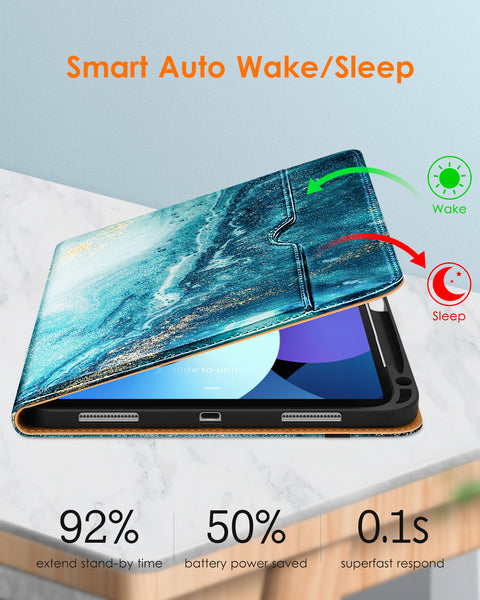 DTTO iPad Air 5th Generation Case (2022) / iPad Air 4th Generation Case (2020) 10.9 Inch, Premium Leather Business Folio Stand Cover with Pencil Holder [2nd Pencil Charging] for iPad Air 5/4, Brown