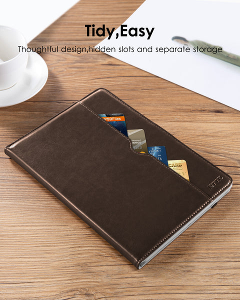 DTTO for iPad 9.7 Inch 5th/6th Generation 2018/2017 Case with Apple Pencil Holder, Premium Leather Folio Stand Cover Case for Apple iPad 9.7 inch, Also Fit iPad Pro 9.7/Air 2/Air - Black