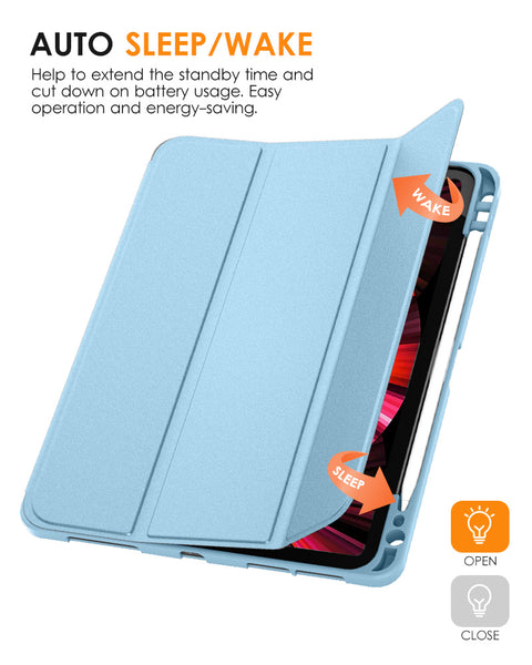 DTTOCASE iPad Pro 11 inch Case, Soft Smart Cover with Pencil Holder for iPad Pro 11-inch 4th/3rd/2nd/1st Generation (2022/2021/2020/2018 Released)，Auto Sleep/Wake, Midnight Blue