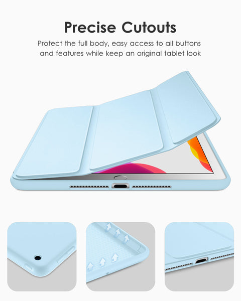 DTTO iPad 9th/ 8th/ 7th Generation 10.2 Case, Lightweight Soft TPU Back for iPad 10.2 Inch (2021/2020/2019) [Auto Wake/Sleep + Trifold Stand] - Rose Gold