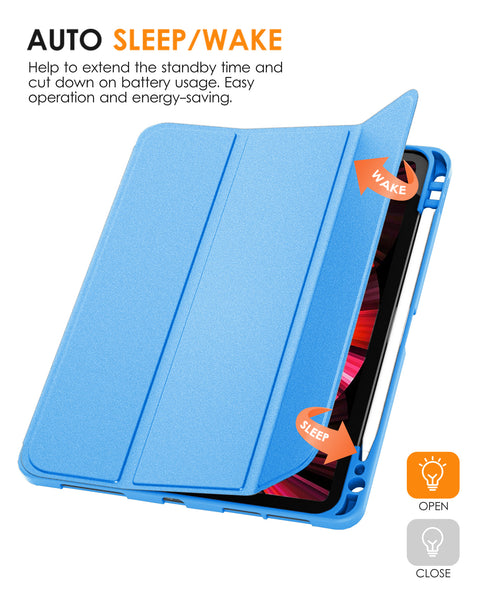 DTTOCASE iPad Pro 11 inch Case, Soft Smart Cover with Pencil Holder for iPad Pro 11-inch 4th/3rd/2nd/1st Generation (2022/2021/2020/2018 Released)，Auto Sleep/Wake, Midnight Blue