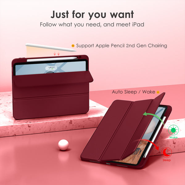 DTTOCASE for iPad Air Case 5th / 4th Generation 10.9 Inch (2022/2020),iPad Pro 11 Inch Case with Transparent Shockproof Back Cover[Built-in Pencil Holder,Auto Sleep/Wake,Camera Protection]-Blue Purple