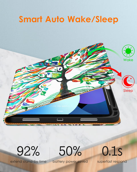 DTTO iPad Air 5th Generation Case (2022) / iPad Air 4th Generation Case (2020) 10.9 Inch, Premium Leather Business Folio Stand Cover with Pencil Holder [2nd Pencil Charging] for iPad Air 5/4, Brown